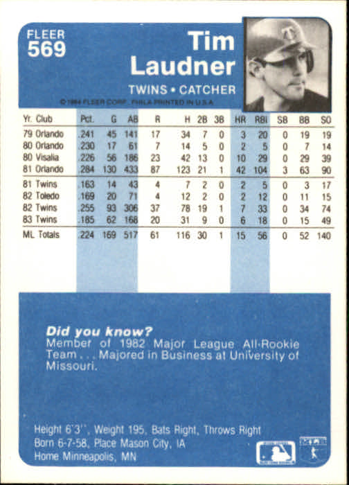 1984 Fleer Baseball Card Pick 288-584 - Picture 471 of 491