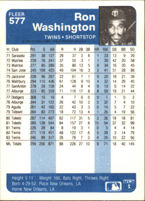 1984 Fleer Baseball Card Pick 288-584 - Picture 479 of 491