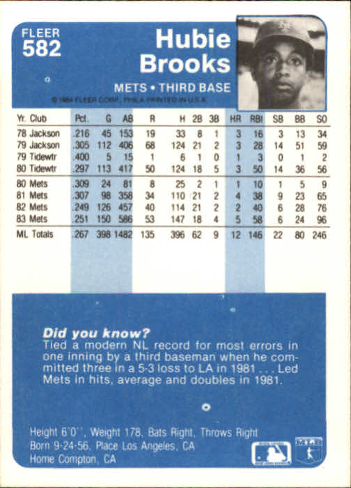 1984 Fleer Baseball Card Pick 288-584 - Picture 487 of 491