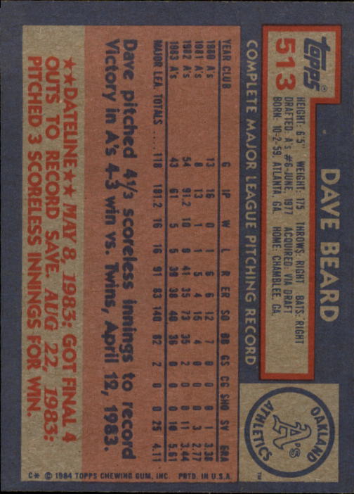 thumbnail 17  - 1984 Topps Baseball Card Pick 506-759