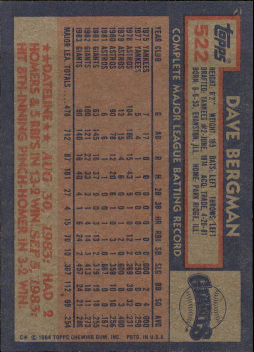 thumbnail 35  - 1984 Topps Baseball Card Pick 506-759