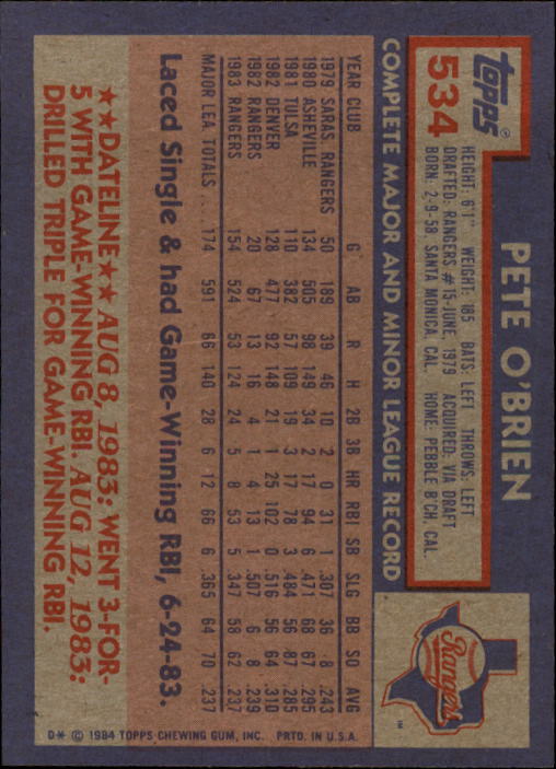 thumbnail 57  - 1984 Topps Baseball Card Pick 506-759