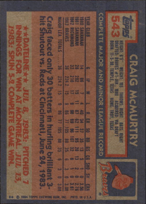 thumbnail 73  - 1984 Topps Baseball Card Pick 506-759