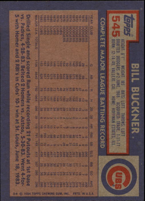 thumbnail 77  - 1984 Topps Baseball Card Pick 506-759