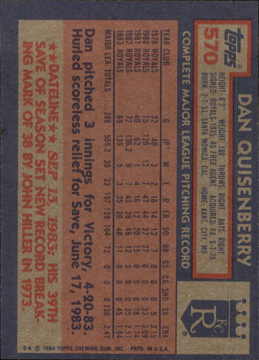thumbnail 125  - 1984 Topps Baseball Card Pick 506-759