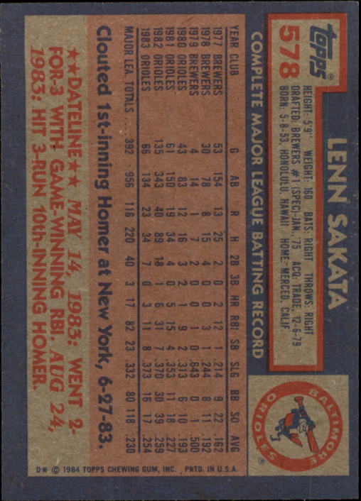 thumbnail 141  - 1984 Topps Baseball Card Pick 506-759
