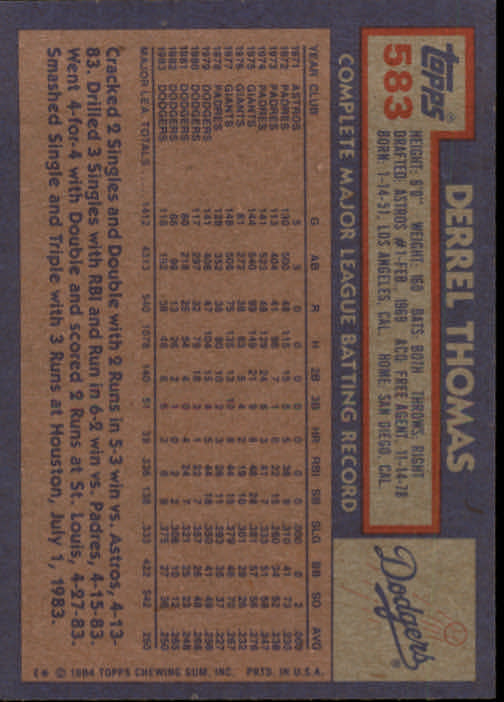 thumbnail 151  - 1984 Topps Baseball Card Pick 506-759