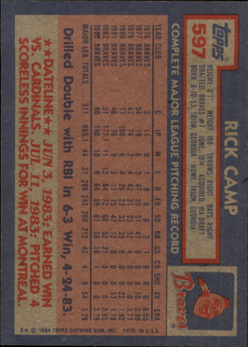 thumbnail 175  - 1984 Topps Baseball Card Pick 506-759