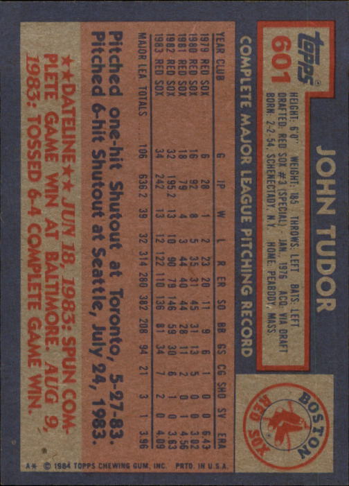 thumbnail 3  - A0328- 1984 Topps Baseball Cards 601-792 +Rookies -You Pick- 10+ FREE US SHIP