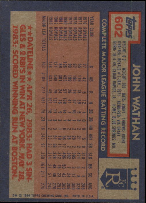 thumbnail 5  - 1984 Topps Baseball Set Break (Cards 601-792) (Pick Your Players)
