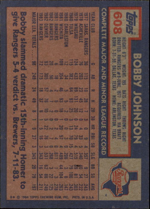 thumbnail 17  - 1984 Topps Baseball Set Break (Cards 601-792) (Pick Your Players)