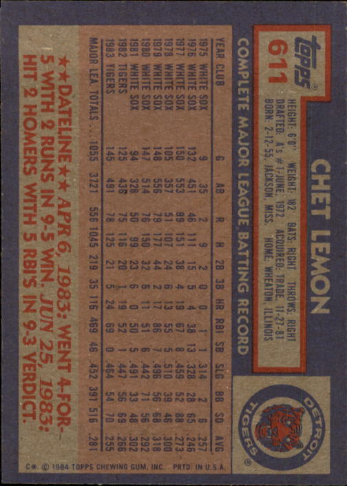 thumbnail 21  - 1984 Topps Baseball Set Break (Cards 601-792) (Pick Your Players)