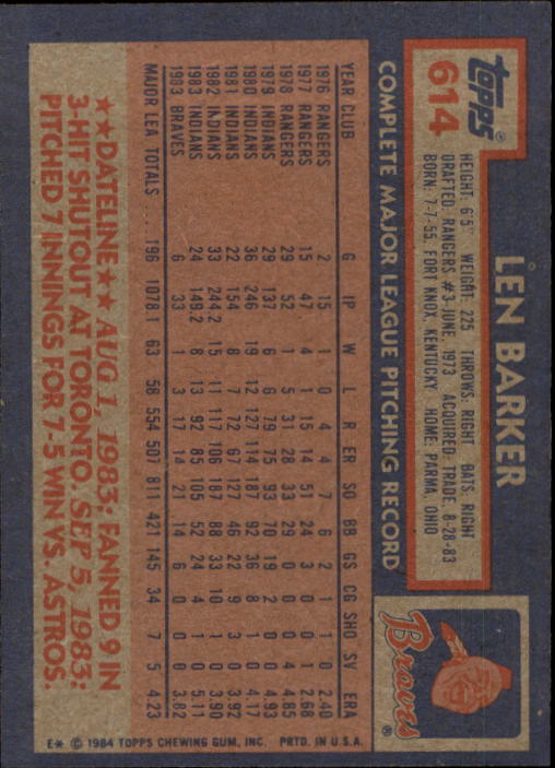 thumbnail 29  - A0328- 1984 Topps Baseball Cards 601-792 +Rookies -You Pick- 10+ FREE US SHIP