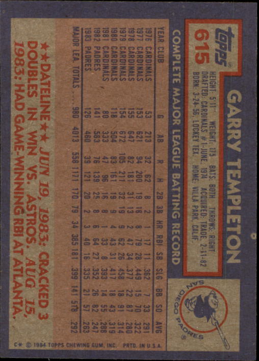 thumbnail 31  - A0328- 1984 Topps Baseball Cards 601-792 +Rookies -You Pick- 10+ FREE US SHIP