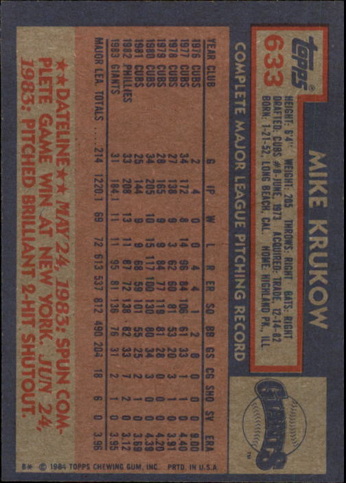 thumbnail 67  - A0328- 1984 Topps Baseball Cards 601-792 +Rookies -You Pick- 10+ FREE US SHIP