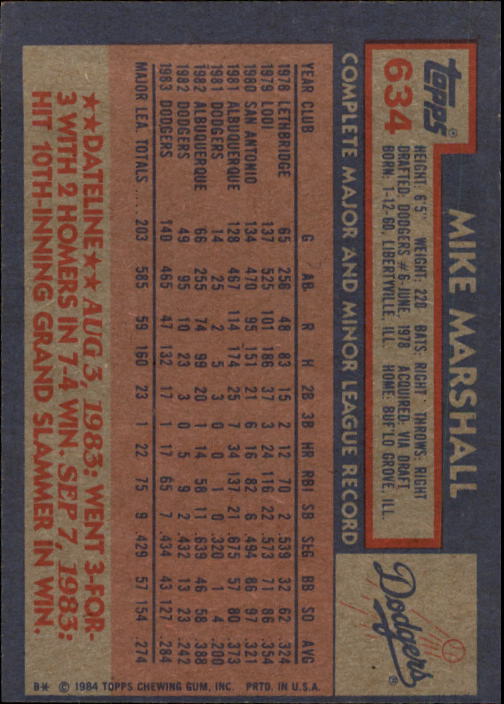 thumbnail 69  - A0328- 1984 Topps Baseball Cards 601-792 +Rookies -You Pick- 10+ FREE US SHIP