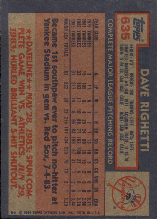 thumbnail 249  - 1984 Topps Baseball Card Pick 506-759