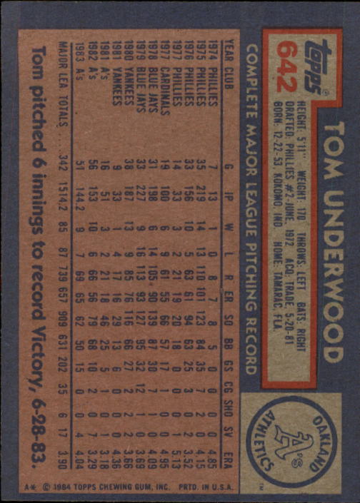 thumbnail 85  - A0328- 1984 Topps Baseball Cards 601-792 +Rookies -You Pick- 10+ FREE US SHIP