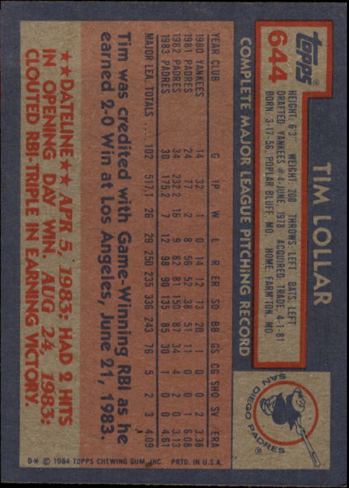thumbnail 89  - A0328- 1984 Topps Baseball Cards 601-792 +Rookies -You Pick- 10+ FREE US SHIP