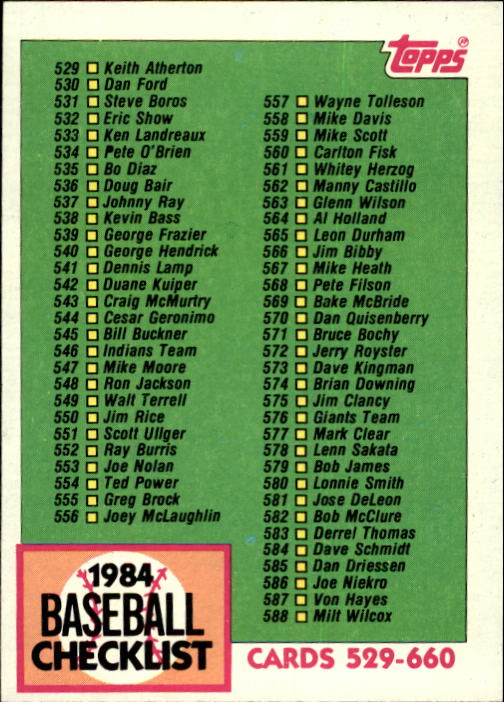 thumbnail 92  - A0328- 1984 Topps Baseball Cards 601-792 +Rookies -You Pick- 10+ FREE US SHIP