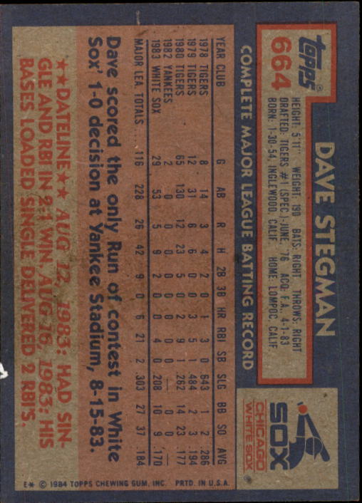 thumbnail 127  - 1984 Topps Baseball Set Break (Cards 601-792) (Pick Your Players)