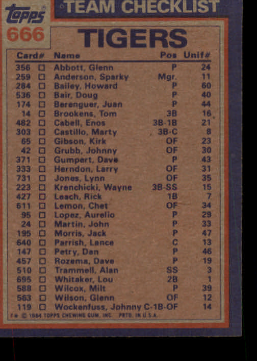 thumbnail 131  - 1984 Topps Baseball Set Break (Cards 601-792) (Pick Your Players)