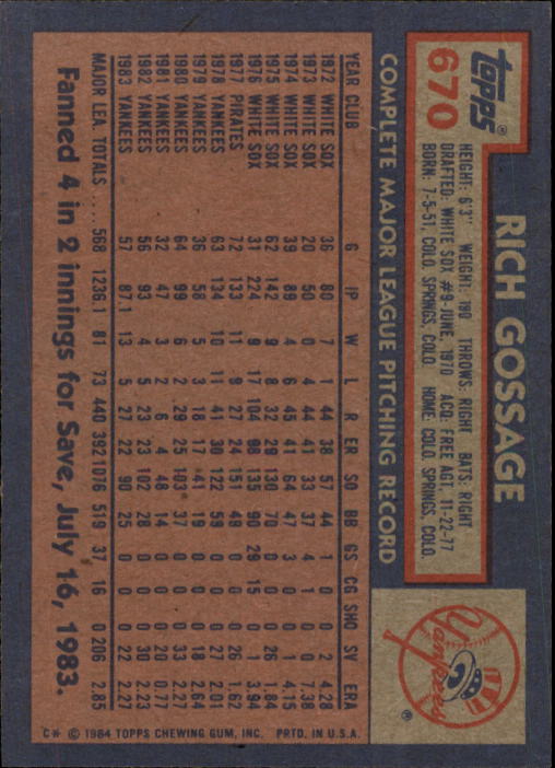 thumbnail 141  - A0328- 1984 Topps Baseball Cards 601-792 +Rookies -You Pick- 10+ FREE US SHIP