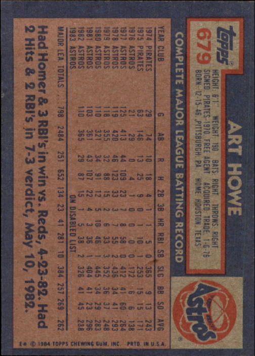 thumbnail 159  - A0328- 1984 Topps Baseball Cards 601-792 +Rookies -You Pick- 10+ FREE US SHIP
