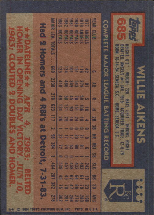 thumbnail 171  - A0328- 1984 Topps Baseball Cards 601-792 +Rookies -You Pick- 10+ FREE US SHIP