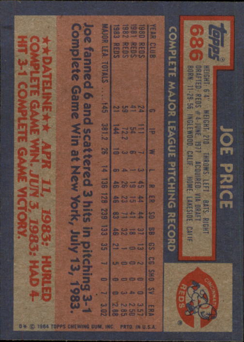 thumbnail 171  - 1984 Topps Baseball Set Break (Cards 601-792) (Pick Your Players)