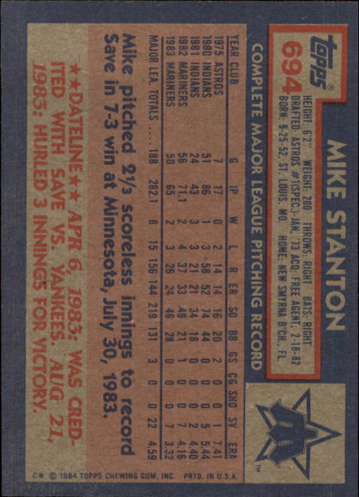 thumbnail 189  - A0328- 1984 Topps Baseball Cards 601-792 +Rookies -You Pick- 10+ FREE US SHIP