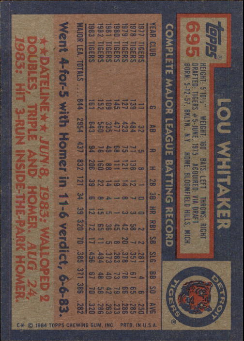 thumbnail 191  - A0328- 1984 Topps Baseball Cards 601-792 +Rookies -You Pick- 10+ FREE US SHIP