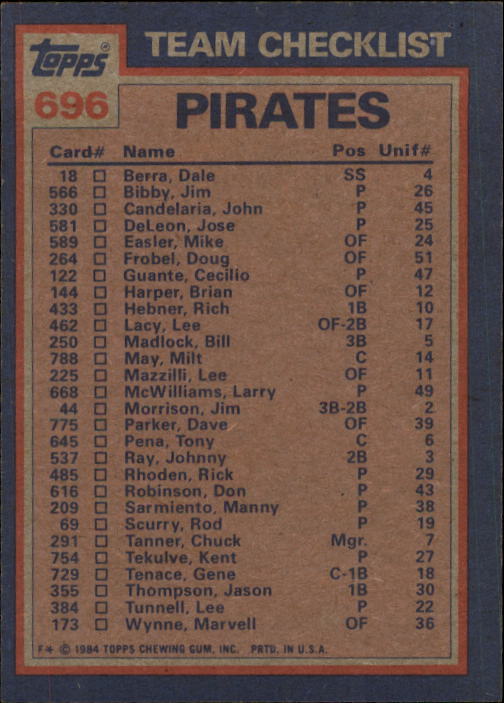 thumbnail 193  - A0328- 1984 Topps Baseball Cards 601-792 +Rookies -You Pick- 10+ FREE US SHIP
