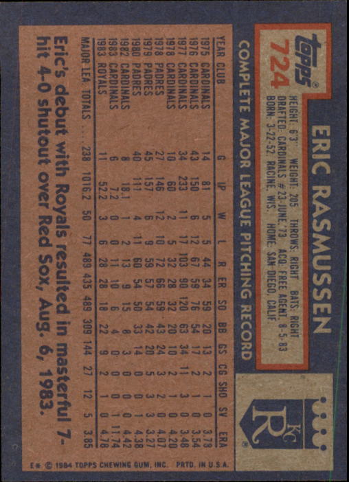 thumbnail 249  - A0328- 1984 Topps Baseball Cards 601-792 +Rookies -You Pick- 10+ FREE US SHIP