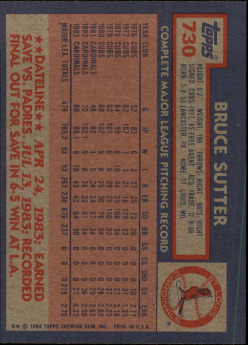thumbnail 261  - A0328- 1984 Topps Baseball Cards 601-792 +Rookies -You Pick- 10+ FREE US SHIP