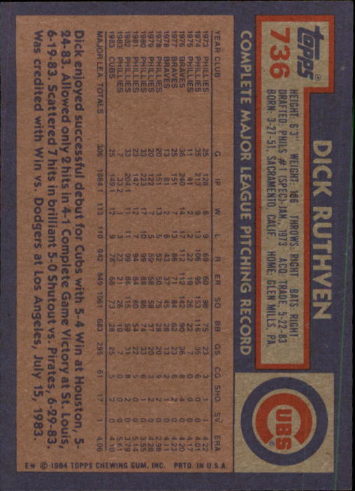 thumbnail 267  - 1984 Topps Baseball Set Break (Cards 601-792) (Pick Your Players)