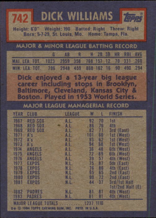 thumbnail 285  - A0328- 1984 Topps Baseball Cards 601-792 +Rookies -You Pick- 10+ FREE US SHIP