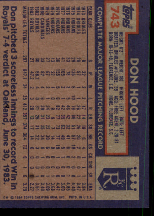 thumbnail 281  - 1984 Topps Baseball Set Break (Cards 601-792) (Pick Your Players)