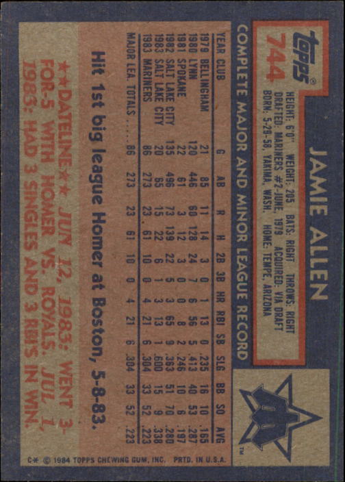 thumbnail 289  - A0328- 1984 Topps Baseball Cards 601-792 +Rookies -You Pick- 10+ FREE US SHIP