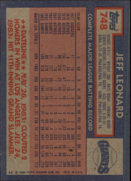 thumbnail 291  - 1984 Topps Baseball Set Break (Cards 601-792) (Pick Your Players)