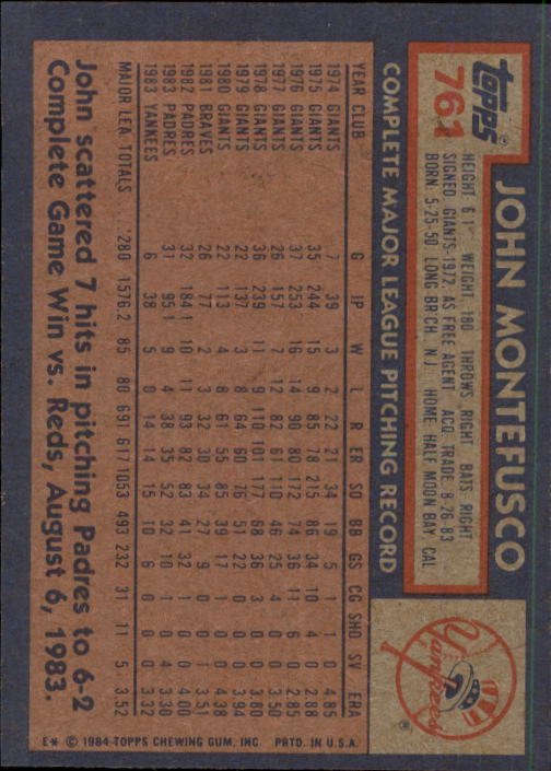 thumbnail 317  - 1984 Topps Baseball Set Break (Cards 601-792) (Pick Your Players)