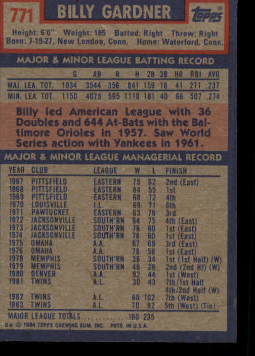 thumbnail 337  - 1984 Topps Baseball Set Break (Cards 601-792) (Pick Your Players)