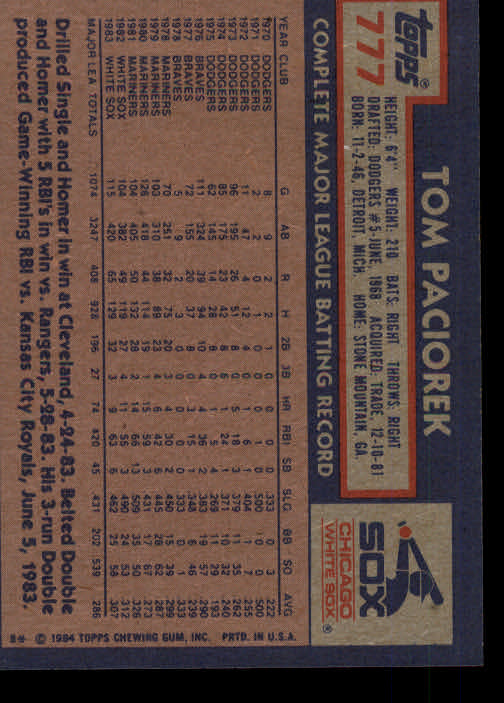 thumbnail 355  - A0328- 1984 Topps Baseball Cards 601-792 +Rookies -You Pick- 10+ FREE US SHIP