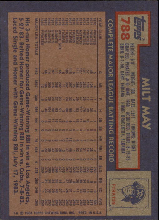 thumbnail 369  - 1984 Topps Baseball Set Break (Cards 601-792) (Pick Your Players)