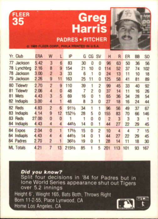 1985 Fleer Baseball Card Pick 1-376 - Picture 41 of 481