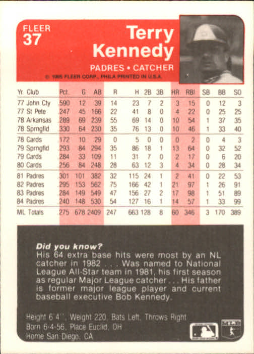 1985 Fleer Baseball Card Pick 1-376 - Picture 43 of 481