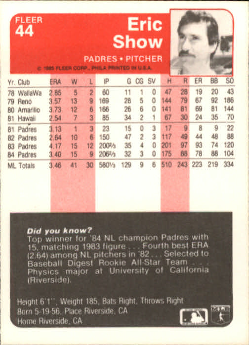 1985 Fleer Baseball Card Pick 1-376 - Picture 55 of 481