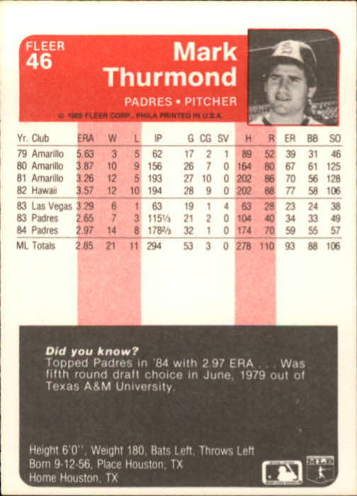 1985 Fleer Baseball Card Pick 1-376 - Picture 59 of 481