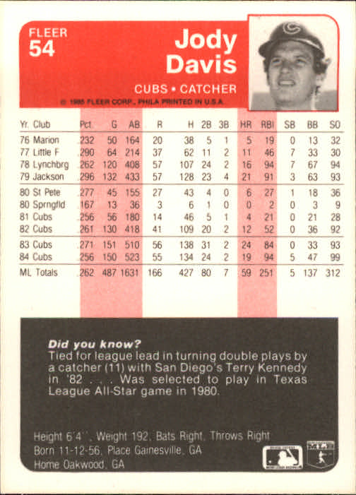 1985 Fleer Baseball Card Pick 1-376 - Picture 69 of 481