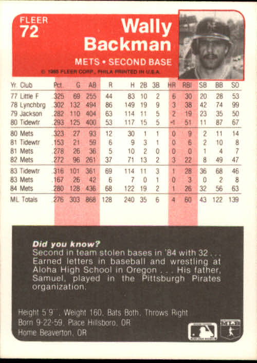 1985 Fleer Baseball Card Pick 1-376 - Picture 89 of 481